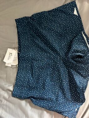 Bass Pro Shops Navy Swim Shorts with Teal Polka Dot Print